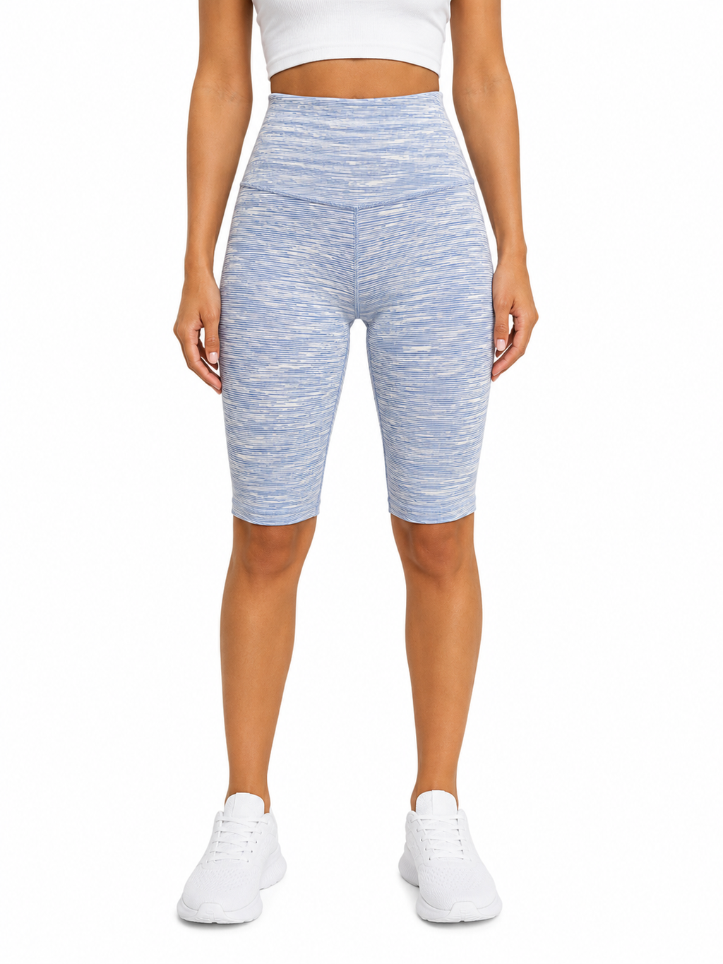Vogo Blue Space-Dye Biker Shorts
