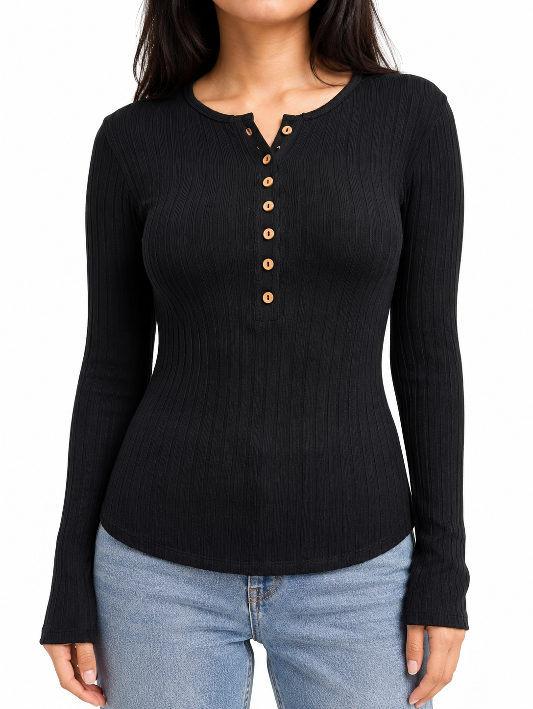 Zenana Long Sleeve Henley Button Top