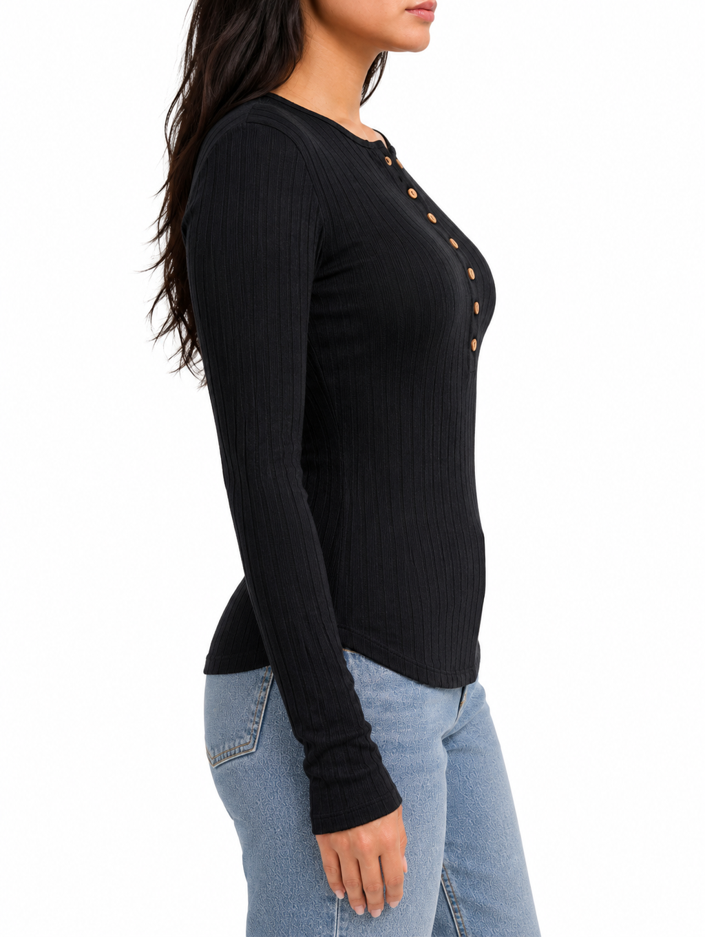 Zenana Long Sleeve Henley Button Top