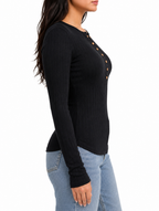 Zenana Long Sleeve Henley Button Top