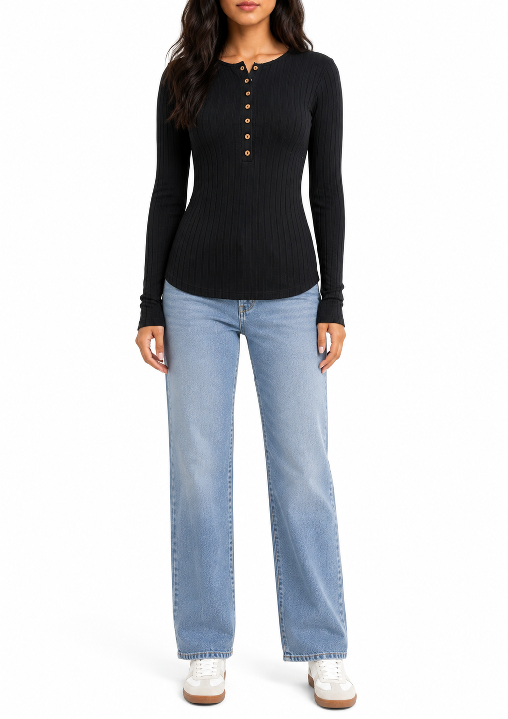 Zenana Long Sleeve Henley Button Top