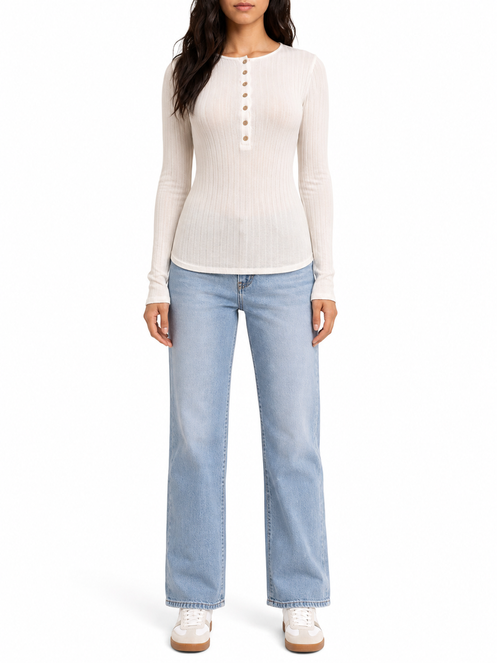 Zenana Long Sleeve Henley Button Top