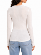 Zenana Long Sleeve Henley Button Top