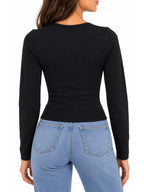 J&J Seamless Long Sleeve Deep V-Neck Top