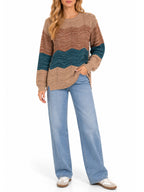 Inner Circle Long Sleeve Chevron Sweater with Shoulder Buttons
