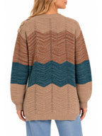 Inner Circle Long Sleeve Chevron Sweater with Shoulder Buttons