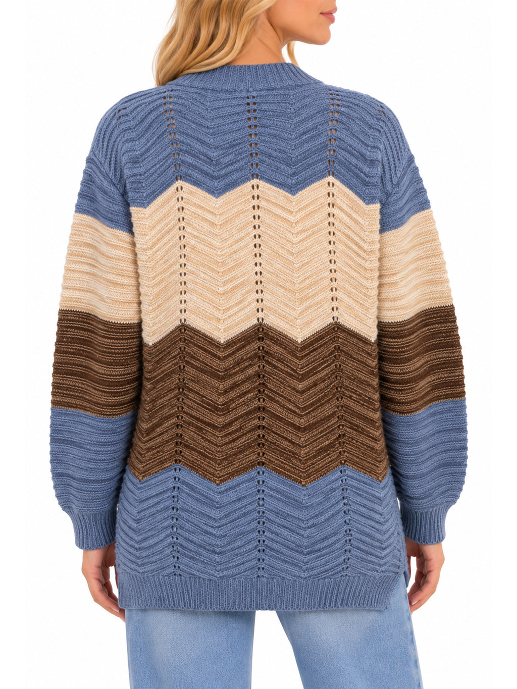Inner Circle Chevron Drop Shoulder Open Cardigan