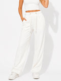 White Wide Leg Drawstring Pants