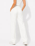 White Wide Leg Drawstring Pants