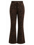 Minimal Leaf Tree Camo Fleece Wide Leg Pant