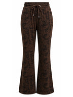 Minimal Leaf Tree Camo Fleece Wide Leg Pant