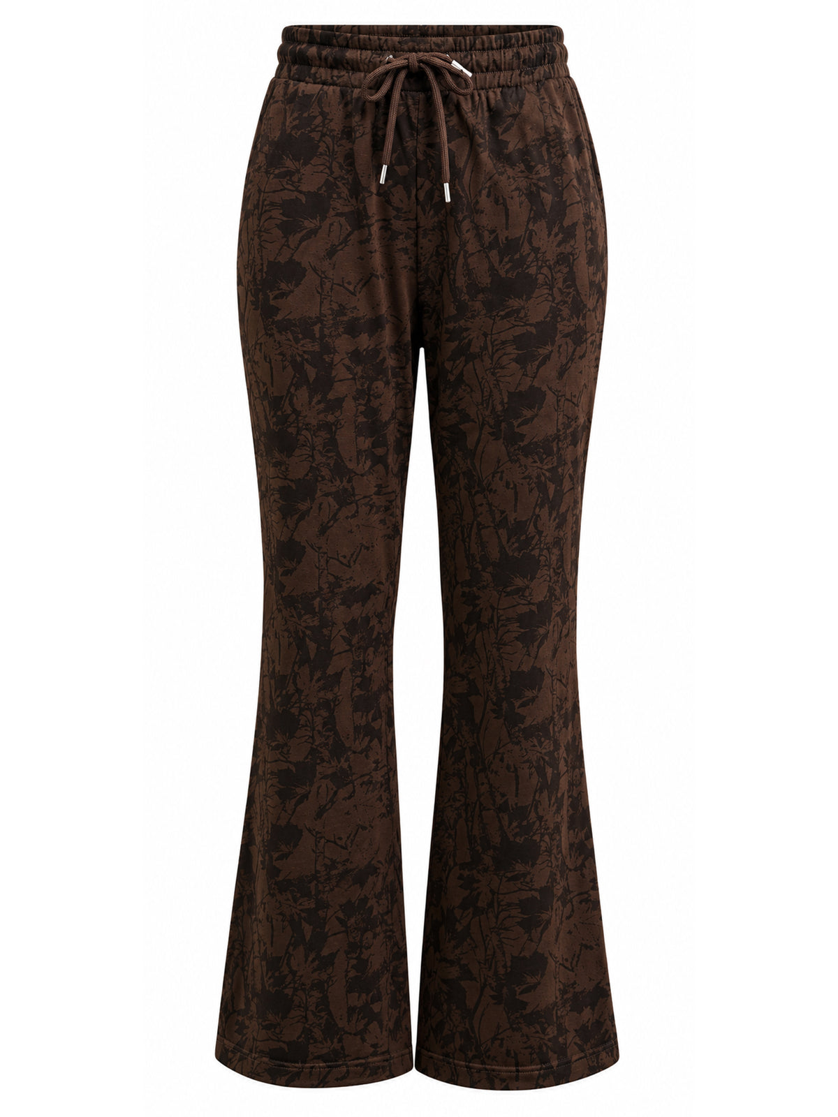 Minimal Leaf Tree Camo Fleece Wide Leg Pant