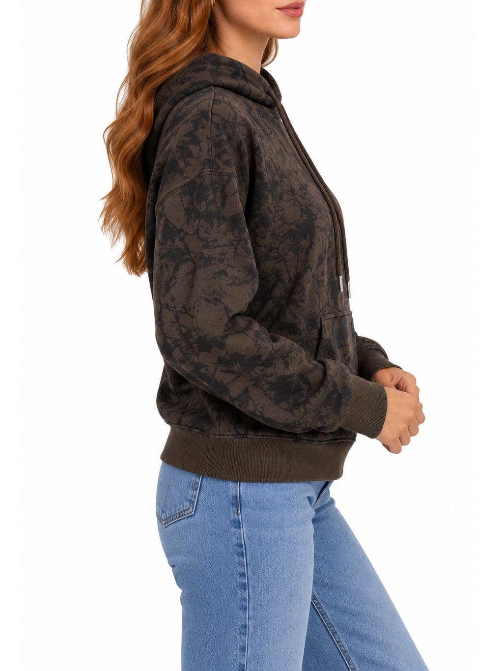 Minimal Leaf Tree Camo Fleece Hoodie