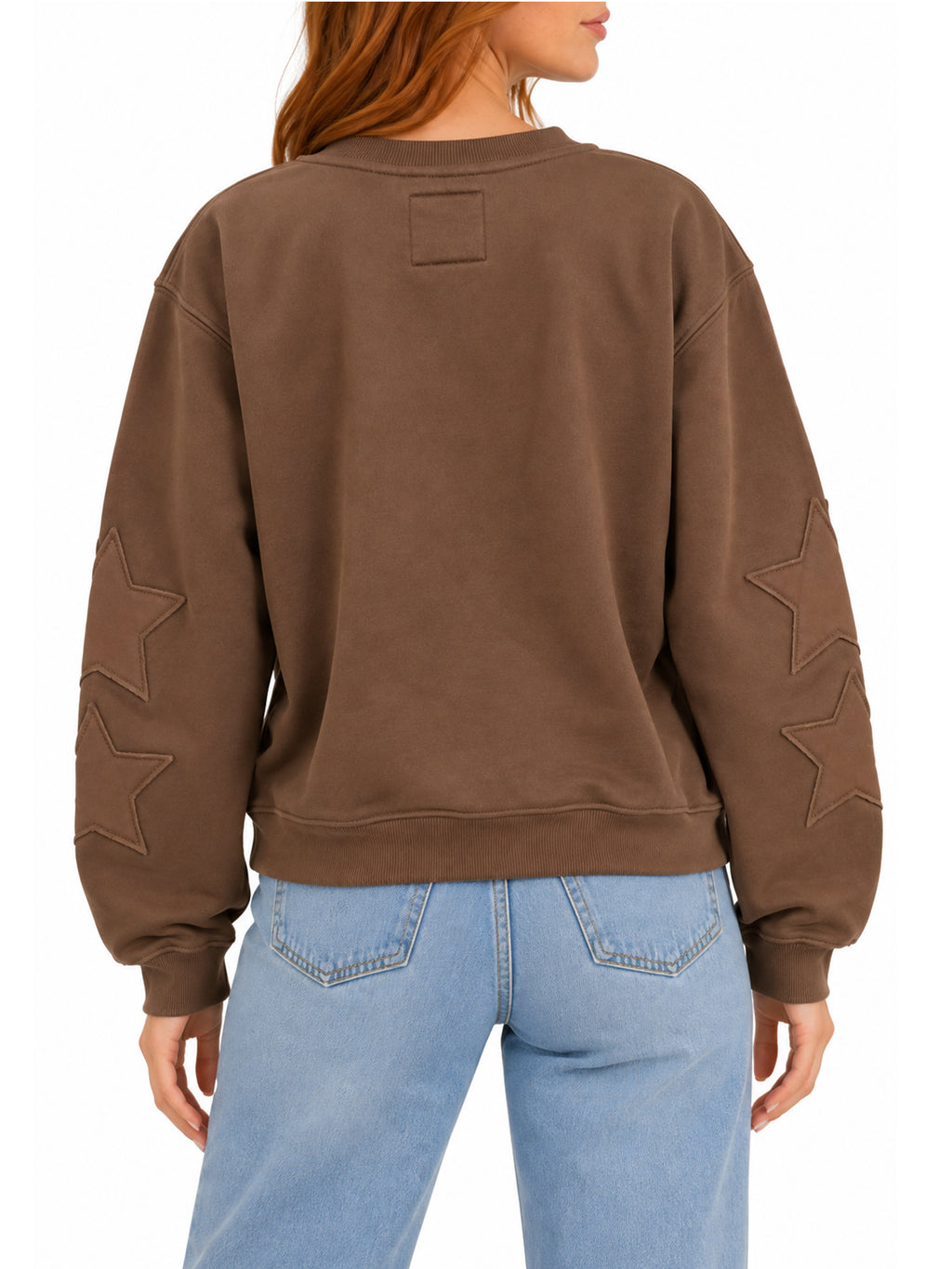 Pullover Sweatshirt with Star Applique Sleeves