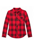 Girls Red Plaid Button-Up Shirt