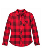 Girls Red Plaid Button-Up Shirt