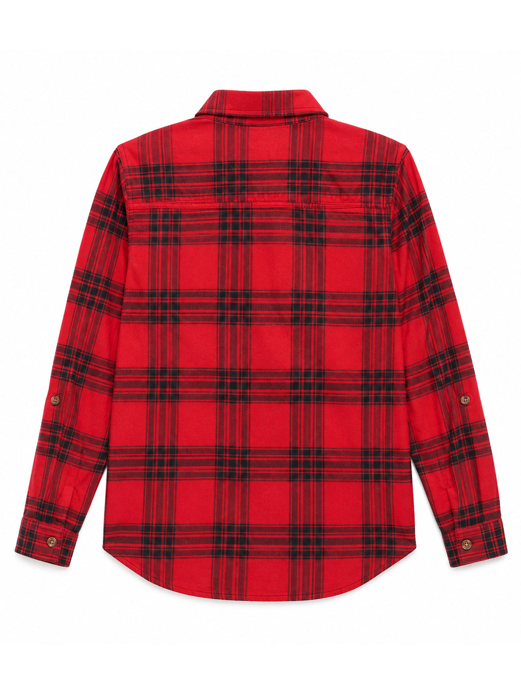 Girls Red Plaid Button-Up Shirt
