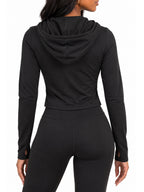 Fleece Lined Full Zip Hooded Jacket with Thumb Holes