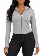 Fleece Lined Full Zip Hooded Jacket with Thumb Holes