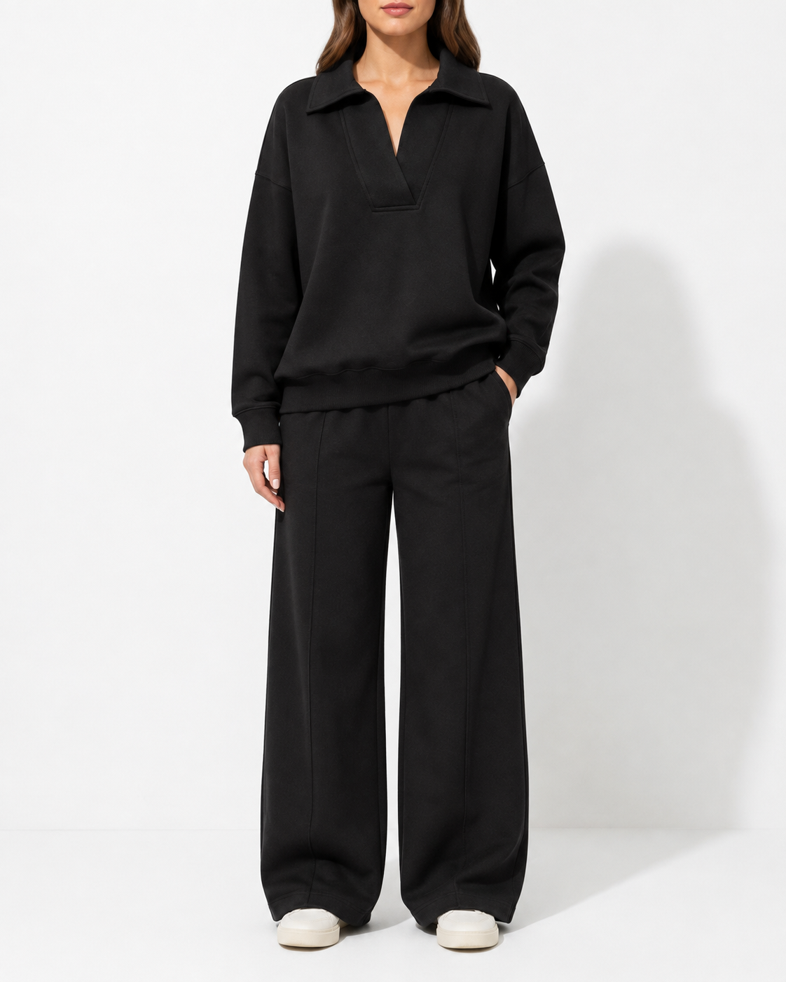 Zenana Johnny Collar Sweatshirt