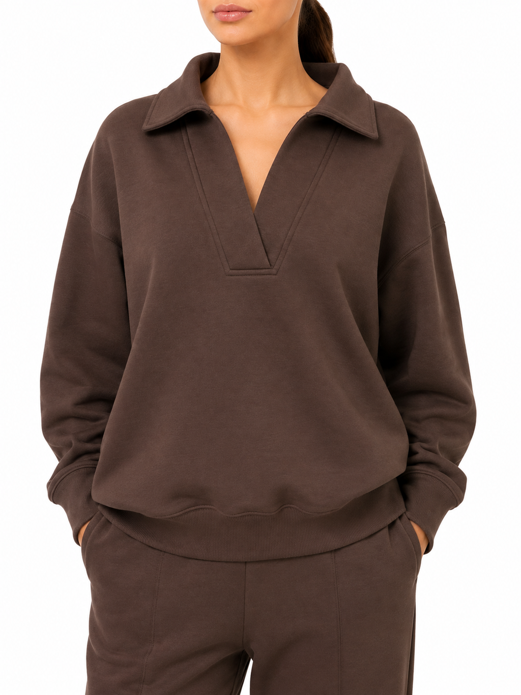 Zenana Johnny Collar Sweatshirt