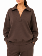Zenana Johnny Collar Sweatshirt