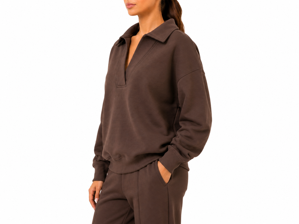 Zenana Johnny Collar Sweatshirt