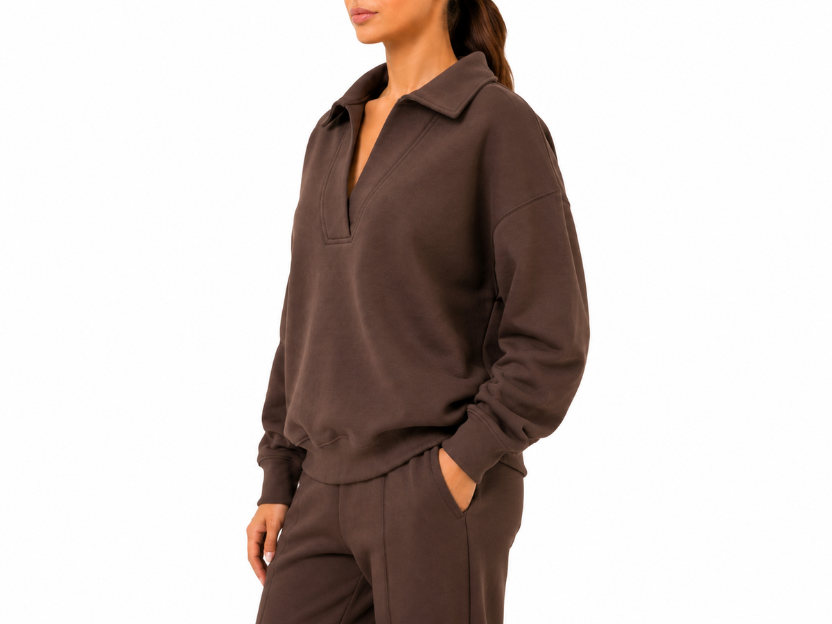 Zenana Johnny Collar Sweatshirt