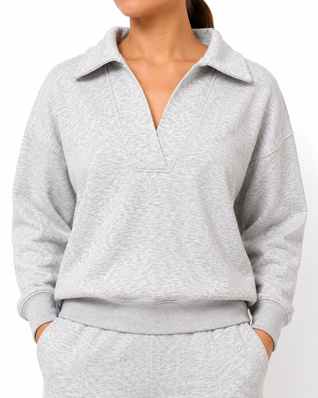 Zenana Johnny Collar Sweatshirt