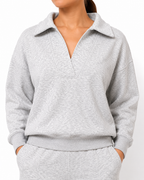 Zenana Johnny Collar Sweatshirt
