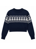 Girls Navy Bear Jacquard Pullover Sweater