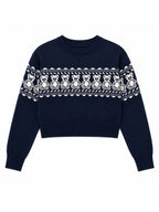 Girls Navy Bear Jacquard Pullover Sweater