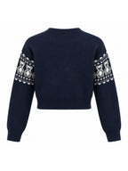 Girls Navy Bear Jacquard Pullover Sweater