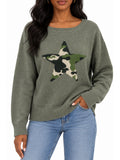 Graphic Camo Star Pullover Sweater – Oversized Fit