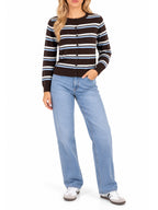 Striped Button Front Cardigan Sweater