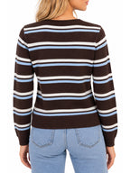 Striped Button Front Cardigan Sweater