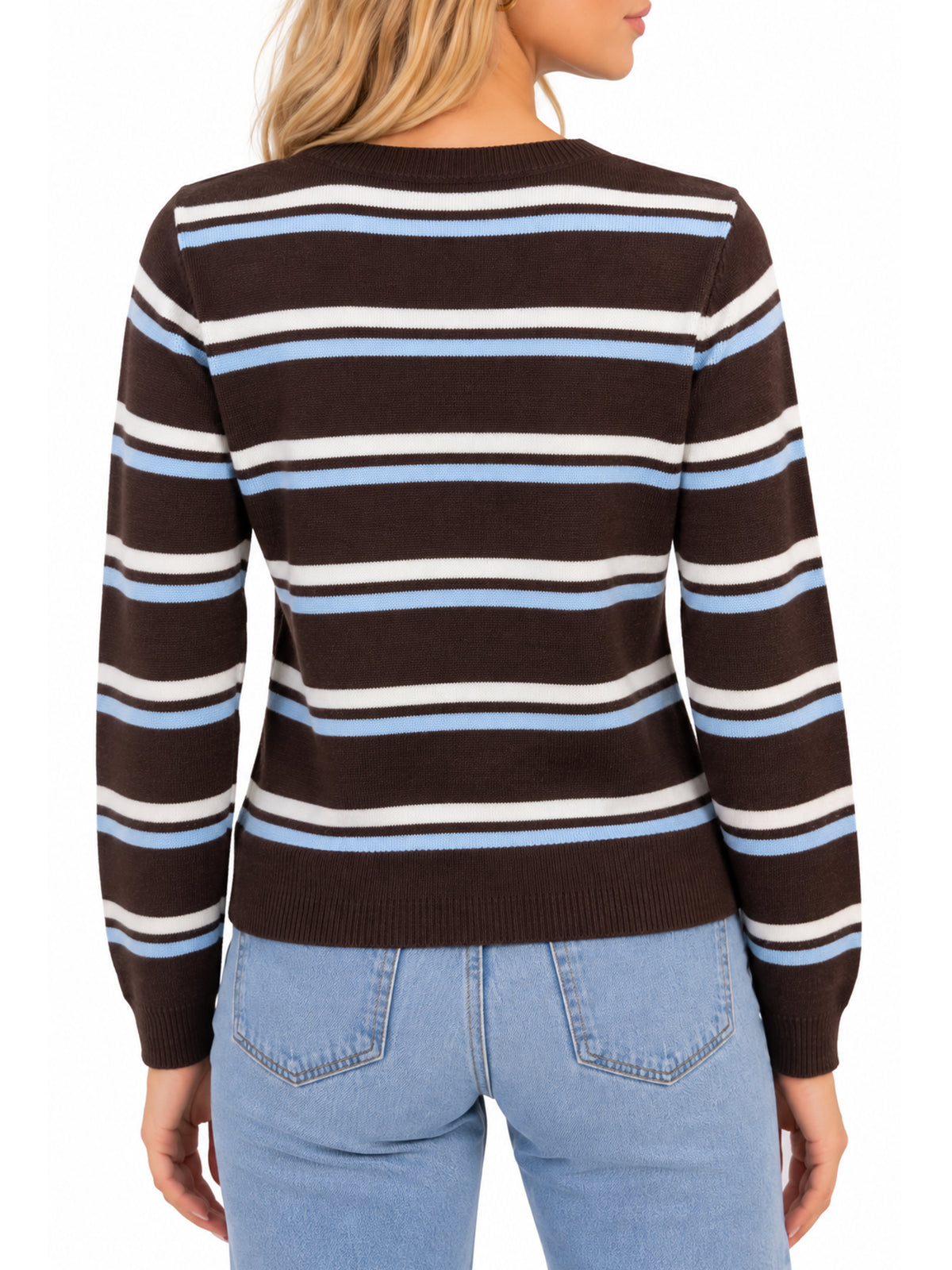 Striped Button Front Cardigan Sweater
