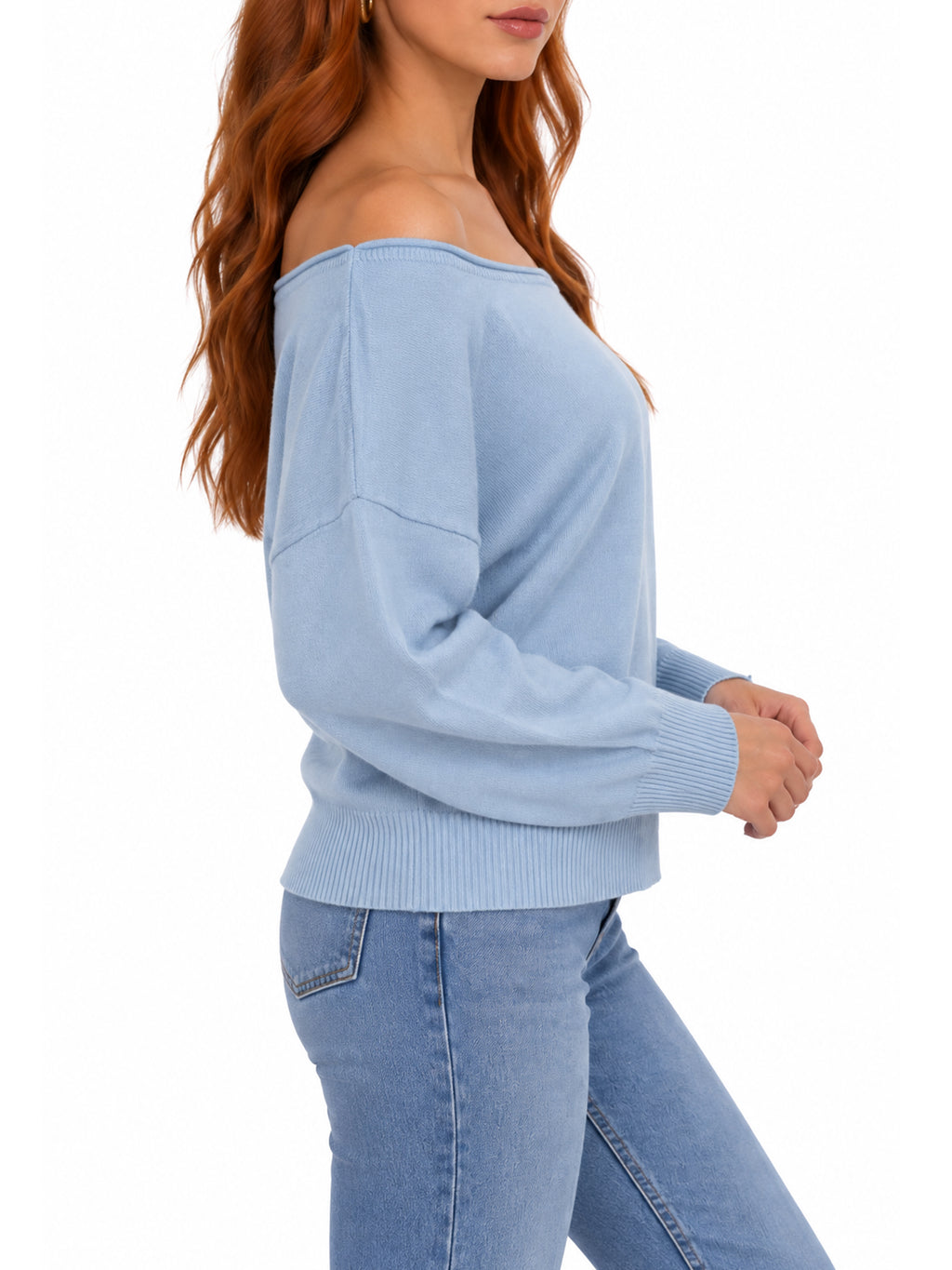 Ballet Neck Dolman Off-the-Shoulder Sweater