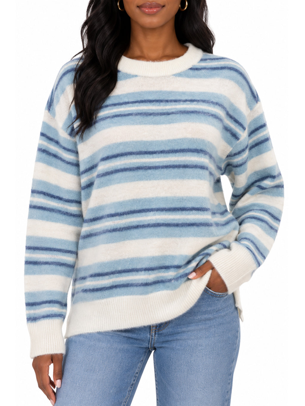 Brushed Stripe Pullover Sweater