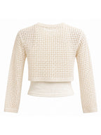 Girls Bear Mesh 2-Fer Sweater with Tank