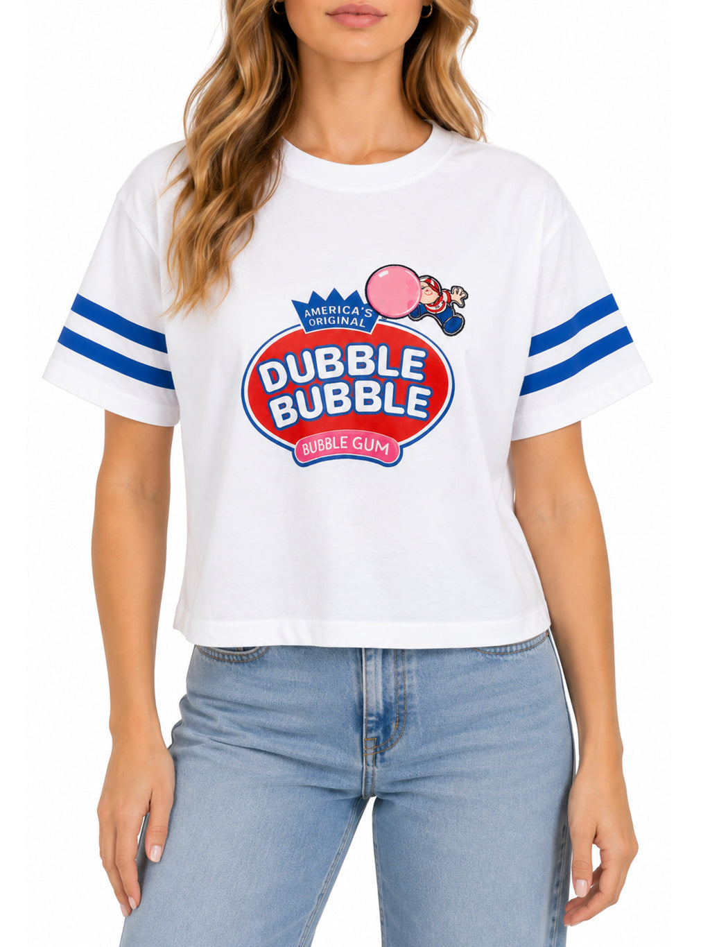 Dubble Bubble Graphic Crop Crew Neck Tee