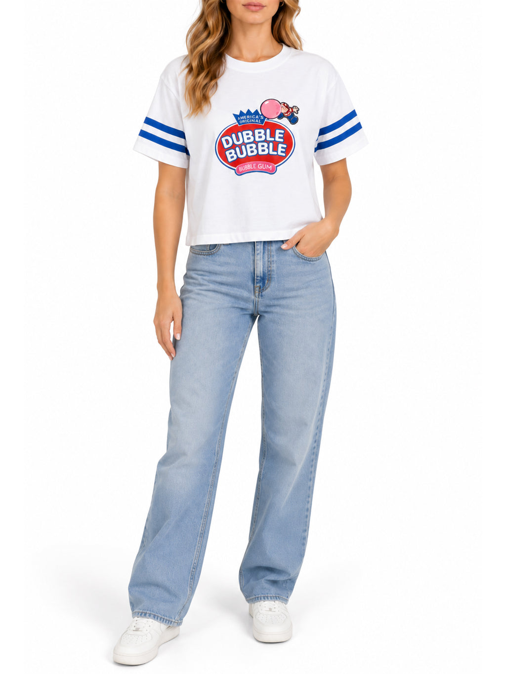 Dubble Bubble Graphic Crop Crew Neck Tee