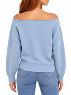 Ballet Neck Dolman Off-the-Shoulder Sweater - Label Shopper