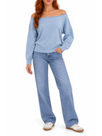 Ballet Neck Dolman Off-the-Shoulder Sweater - Label Shopper
