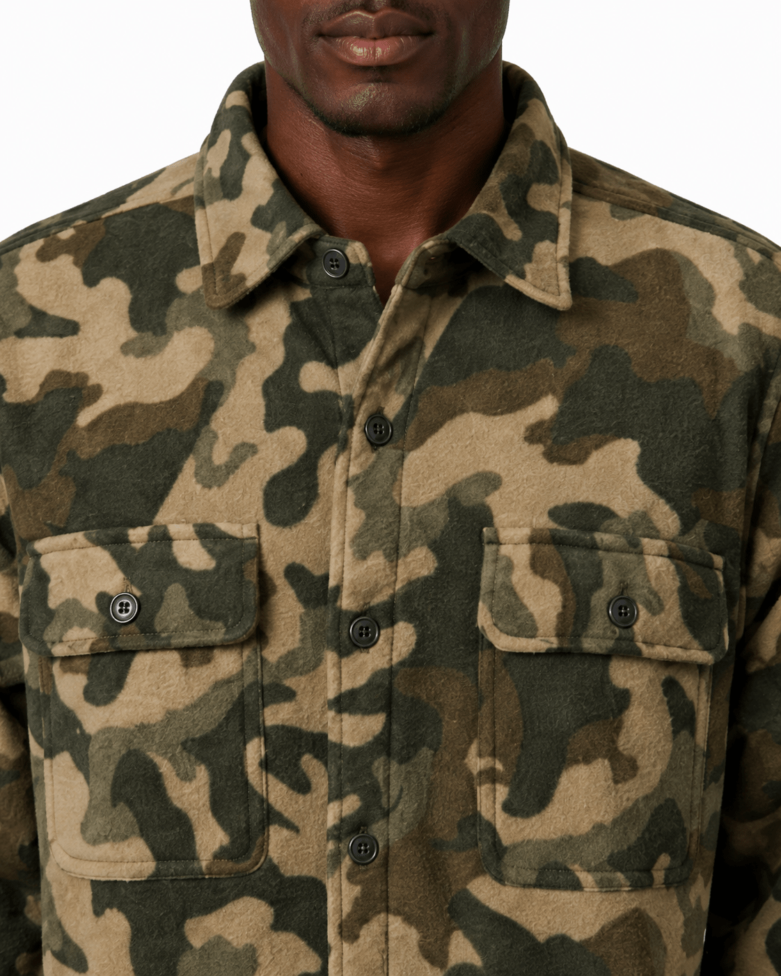 Camo Print Button Up Shirt Jacket - Label Shopper