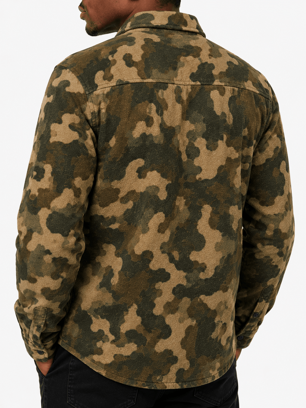 Camo Print Button Up Shirt Jacket - Label Shopper