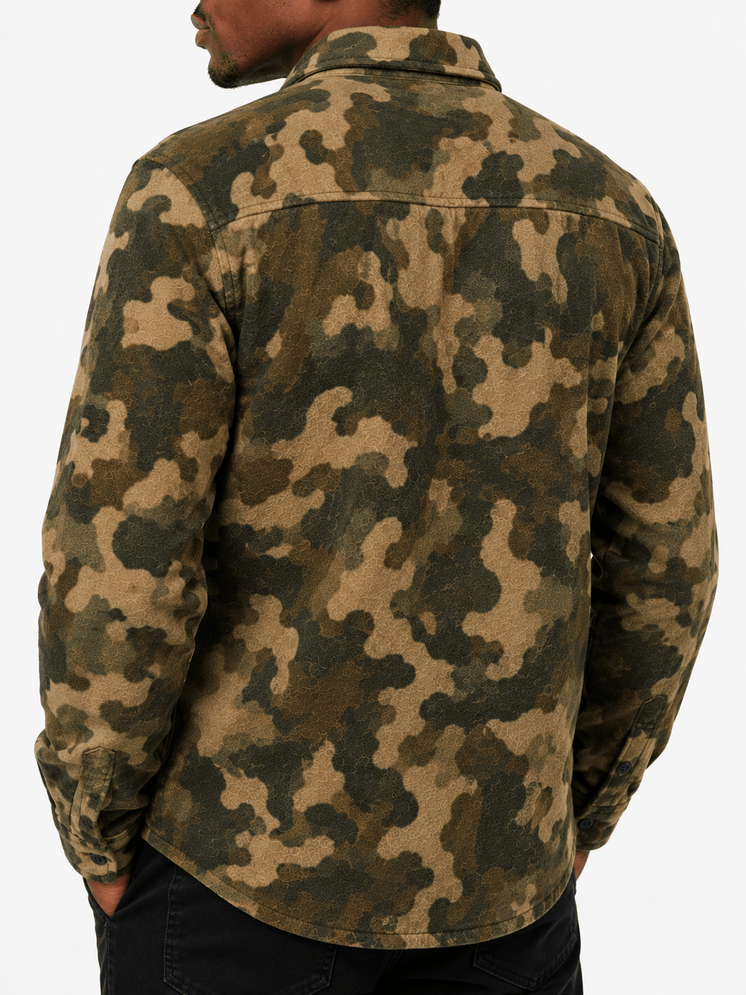 Camo Print Button Up Shirt Jacket - Label Shopper