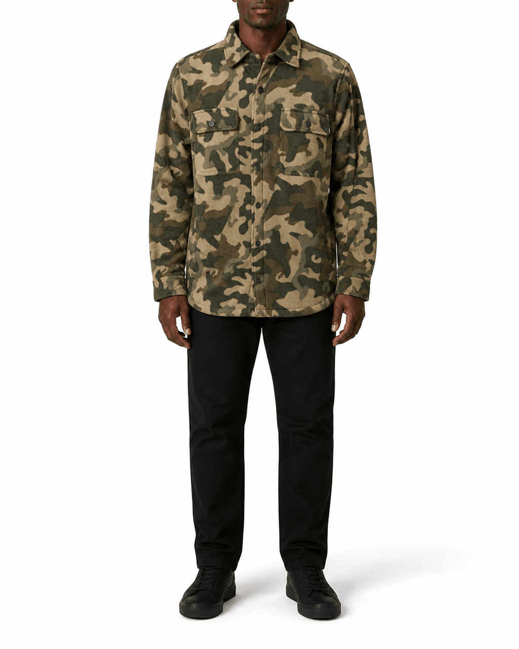 Camo Print Button Up Shirt Jacket - Label Shopper