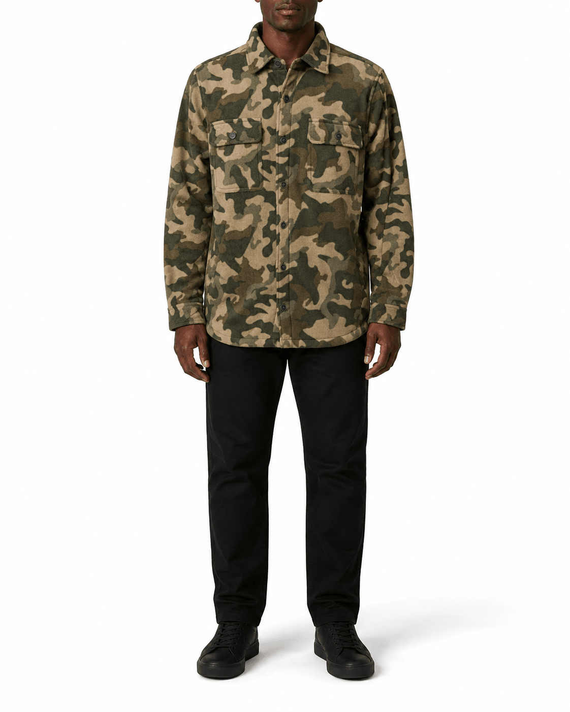 Camo Print Button Up Shirt Jacket - Label Shopper