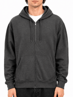 Charcoal Gray Solid Zip Hoodie - Label Shopper